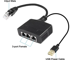 Xmsjsiy Ethernet skirstytuvas 1 į 3 interneto ethernet jungiklis Rj45 į 3 tinklo skirstytuvo adapterio keitiklis 100 Mbps didelio greičio Lan skirstytuvas, skirtas Cat5/5e/6/7/8 (1 Mâle à 3 Femelle)