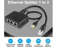 Xmsjsiy Ethernet skirstytuvas 1 į 3 interneto ethernet jungiklis Rj45 į 3 tinklo skirstytuvo adapterio keitiklis 100 Mbps didelio greičio Lan skirstytuvas, skirtas Cat5/5e/6/7/8 (1 Mâle à 3 Femelle)
