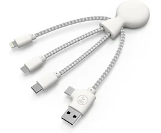 Xoopar Mr Bio 4-in-1 Usb laidas su skirtingais jungtimis, baltas
