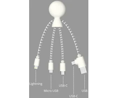 Xoopar Mr Bio 4-in-1 Usb laidas su skirtingais jungtimis, baltas