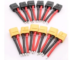 Xt60 Jungtys su 14awg laidu, 53mm, 3 poros (geltonos/juodos)
