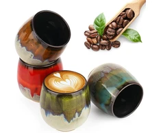 Xtdmj Espresso puodeliai 4 x 100 ml espresso puodelių rinkinys, rankų darbo porcelianiniai kavos puodeliai, aukštos kokybės storasieniai keraminiai espresso puodeliai, idealūs espresso, mocha, macchiato, arbatai