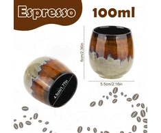 Xtdmj Espresso puodeliai 4 x 100 ml espresso puodelių rinkinys, rankų darbo porcelianiniai kavos puodeliai, aukštos kokybės storasieniai keraminiai espresso puodeliai, idealūs espresso, mocha, macchiato, arbatai