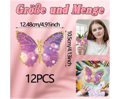 Xuigort 12 kvietimų kortelių su drugeliais vaikų gimtadieniui, 12,48 x 10,5 cm, mergaitėms ir berniukams, kvietimai su drugeliais, puikiai tinka vaikų vakarėliams ir gimtadienio vakarėliams (violetinė)