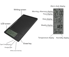 Xumiuziy 10 colių Lcd rašymo planšetė, Lcd rašymo bloknotas, įkraunamas, ištrinamas, daugkartinio naudojimo, elektroninė piešimo planšetė su skaitmeniniu laikrodžiu, kalendorius biurui, verslui, namams