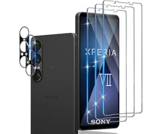 Xunzii Ekrano apsauga, skirta Sony Xperia 1 Vii 5g, grūdintas stiklas su kameros apsauga [3+2 vienetai], 0,33 mm itin skaidri plėvelė, 9h kietumo ekrano apsauga, apsauginis stiklas nuo įbrėžimų