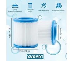 Xvoydt Type H baseino filtro kasetė, skirta Intex, filtro kasetės, suderinamos su Intex filtro siurbliais 28601/28602, Type H filtro kasetės filtrui, Size H filtras, skirtas 29007 siurbliui (pakuotė)