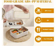 Xwux Bento dėžutė su 5 skyriais ir stalo įrankiais, 1200 ml pietų dėžutė, nepralaidi vaikams ir suaugusiems, galima plauti indaplovėje, galima naudoti mikrobangų krosnelėje, pietų dėžutės į mokyklą, darbą, iškylą, kelionę