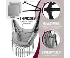 Xxl Sūpynės Kėdė su Pagalvėlėmis ir Pakabinimo Detalėmis