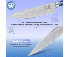 Xyj Authentic Since 1986, japoniškas šefo peilis 8 colių vein damascus rašto nerūdijančio plieno pjaustymo peilis, virtuvės įrankis, profesionalus šefo peilis su dėklu, skirtas stovyklavimui lauke ir kepsninei