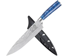 Xyj Authentic Since 1986, japoniškas šefo peilis 8 colių vein damascus rašto nerūdijančio plieno pjaustymo peilis, virtuvės įrankis, profesionalus šefo peilis su dėklu, skirtas stovyklavimui lauke ir kepsninei