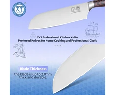 Xyj profesionalus japoniškas santoku peilis su plastikine įmaute, 17,78 cm daržovių virtuvinis peilis, nerūdijantis plienas, peilis mėsai pjaustyti, pakka medienos rankena, mėsmalė stovyklavimui lauke