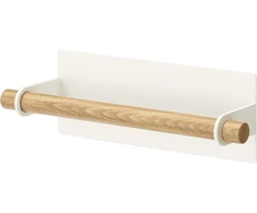 Yamazaki 2570 Tosca magnetinis rankšluosčių laikiklis L, baltas, plienas/mediena, minimalistinis 28 x 7 x 6 cm