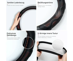Yamlten silikoninės odos sujungimo automobilio vairo užvalkalas, neslystantis, laidus orui, apsaugantis nuo karščio automobilio vairo užvalkalas, 38 cm / 14,96 colio sportinio vairo apsauga, D formos universalus, oranžinis
