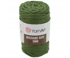 Yarnart Macrame Rope 3mm - 63m, Žalias, Medvilnės ir viskozės