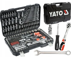 Yato 216 dalių įrankių rinkinys su terkšlėmis ir galvutėmis