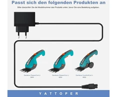Yattoper įkrovikliai, suderinami su gardena classiccut li 9853/9854/9855 comfortcut li 9856/9857/9858 žolės žirklėmis, juodi (nesuderinami su akkucut li ir usb-c jungtimi)