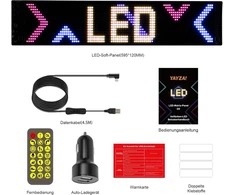 Yayza! universalus led slenkantis šriftas, rgb programuojamas lankstus led matricos ekranas, 595 x 120 mm panelės tekstas vakarėliams, parduotuvei, reklaminiam skydeliui, automobiliui, sunkvežimiui