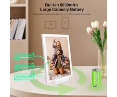 Objektyvas Yenock skaitmeninis nuotraukų rėmelis Frameo 10.1 colio, 5000 Mah baterija, nuotraukų rėmelis su Wifi, 32gb Hd Ips jutiklinis ekranas su belaidžiu įkrovikliu, automatinis pasukimas, momentinis nuotraukų/video dalijimasis per programėlę