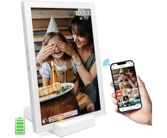 Objektyvas Yenock skaitmeninis nuotraukų rėmelis Frameo 10.1 colio, 5000 Mah baterija, nuotraukų rėmelis su Wifi, 32gb Hd Ips jutiklinis ekranas su belaidžiu įkrovikliu, automatinis pasukimas, momentinis nuotraukų/video dalijimasis per programėlę