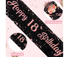 Yianhien 18-ojo gimtadienio stalo takelis, blizgus rožinio aukso stalo takelis 18-osioms mergaitėms, "happy Birthday" stalo takelis, gimtadienio dekoracija, stalo dekoracija, vakarėlio dekoracija, 180 x 35 cm