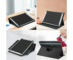 Yiernuo universalus dėklas 10.1 colio planšetiniam kompiuteriui, 360° besisukantis apsauginis dėklas su stovo funkcija, suderinamas su 9.7 10 10.1 10.2 10.3 10.4 10.5 10.6 10.9 colių planšetiniais kompiuteriais, juodas