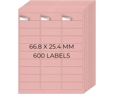 Yikiada rožinės universalios etiketės 66,8 × 25,4 mm vinilinės lipnios nuimamos tuščios etiketės spausdinami vardų lipdukai biuro adresų etiketės, skirtos rašaliniams ir lazeriniams spausdintuvams, 600 vnt.