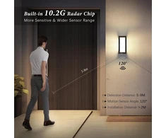 Yindalux 18 W lauko šviestuvas su judesio davikliu, Led lauko sieninis šviestuvas su nuotoliniu valdymu, Ip65 vandeniui atspari moderni sieninė lempa vidaus/lauko, 3000-6500 K reguliuojamas lauko apšvietimas sodui, terasai, juodas