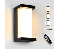 Yindalux 18 W lauko šviestuvas su judesio davikliu, Led lauko sieninis šviestuvas su nuotoliniu valdymu, Ip65 vandeniui atspari moderni sieninė lempa vidaus/lauko, 3000-6500 K reguliuojamas lauko apšvietimas sodui, terasai, juodas