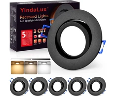 Yindalux led įleidžiamas prožektorius 230 v reguliuojamas led spot 5 w ip44 3cct įleidžiami prožektoriai su nuimamu led moduliu šiltai balta neutrali balta šaltai balta įleidžiami šviestuvai 68-80 mm skylės dydis juodas