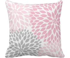 Yisumei dekoratyvinis pagalvėlės užvalkalas 50 x 50 cm namų dekorui, sofos pagalvėlės užvalkalai, rožinė pilka dahlia su gėlėmis
