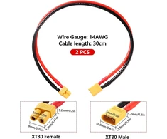 Yixisi Xt30 ilginimo laidas, Xt30 tėtis į Xt30 mama adapteris su 30 cm 14awg silikonine viela, Xt30 adapterio ilginimo laidas, rc lipo baterijai fpv dronui, 2 vnt.