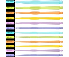 Yiyfit spalvingi plastikiniai nėrimo vąšeliai, 12 vnt., 2,0–10,0 mm, ergonomiška rankena, skirta nėrimo mezgimo virbalams, siūlų mezgimo įrankių rinkinys nėrimo pradedantiesiems entuziastams