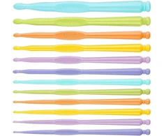 Yiyfit spalvingi plastikiniai nėrimo vąšeliai, 12 vnt., 2,0–10,0 mm, ergonomiška rankena, skirta nėrimo mezgimo virbalams, siūlų mezgimo įrankių rinkinys nėrimo pradedantiesiems entuziastams