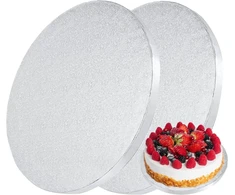 Yiyico torto padėklas 30 cm apvalus torto padėklas 13 mm x 30,48 cm skersmens, 2 vnt. daugkartinio naudojimo torto pagrindo lėkštės tortams transportuoti (sidabrinis)