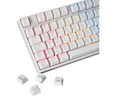 Ymdk 105 vokiška iso double shot pbt shine through oem profilio klavišų rinkinys, tinkamas cherry mx jungikliams, mechaninė klaviatūra (balta)