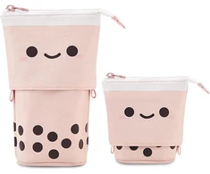 Ymtwsry ištraukiamas pieštukų dėklas mergaitėms didelis pieštukų dėklas su užtrauktuku bubble tea rašiklių laikiklis rožinis kawaii pieštukų dėklas mielos mokyklinės prekės mergaitėms suaugusiems biurui, rožinis, modernus stilius