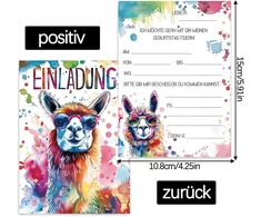 Ynkkvre kvietimai į vaikų gimtadienį mergaitėms ir berniukams, 14 x Llama kvietimai į vaikų gimtadienį, juokingi Alpaca gimtadienio kvietimai, kvietimas į vakarėlį su šauniu Llama dizainu