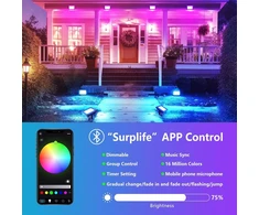Yojzma 2 vnt. 200 W led prožektorius lauko sąlygoms, išmanus rgb diy scenų spalvų keitimo kraštovaizdžio apšvietimas su programėlės valdymu, ip66 vandeniui atsparus priekinis žibintas su kištuku sodui, kiemams, scenai, namui