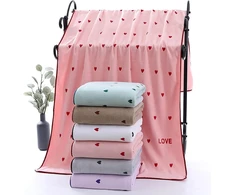 Yolispa rankšluosčių rinkinys, 6 vonios rankšluosčiai 70 x 140 cm, siuvinėtų širdelių rankšluosčių rinkinys, minkšti, gerai sugeriantys, patvarūs vonios rankšluosčiai, pirties rankšluostis viešbučiui, Spa ir vonios kambariui