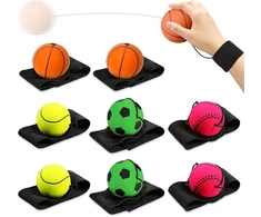 Yotutun spyruoklinis kamuolys su virvele, 8 vnt., 6 cm skersmens, grįžtantis kamuolys su apyranke, elastinga juosta, labai tampri guminė šokli sportinis žaislas vaikams suaugusiems futbolui krepšiniui softbolui beisbolui