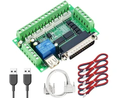 Youmile dc 12-24v cnc breakout sąsajos plokštė 5 ašių mach3 sąsajos kortelė optinio jungiklio plokštė su lygiagretaus prijungimo kabeliu usb kabeliu xh2.54 4p kabeliu žingsninio variklio tvarkyklei mach3