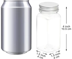 Youngever 12 vnt. 150 ml plastikinių prieskonių indelių rinkinys, permatomi prieskonių konteineriai su purtyklės dangteliais, kvadratiniai prieskonių buteliukai