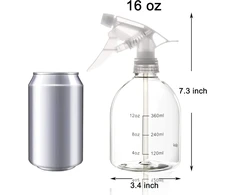 Youngever 6 purškiamų butelių rinkinys, 500 ml, plastikiniai purškiami buteliai, tušti (3 skaidrūs ir 3 juodi)
