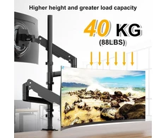 Laikiklis Ypač ilgas 814 mm itin tvirtas monitoriaus stovas, plieno strypas (iki 40 kg) - 2 dalių aukščio reguliavimas, 2 montavimo parinktys, tinkamas "pasidaryk pats", juodas - standartinių monitoriaus laikiklių pakaitalas