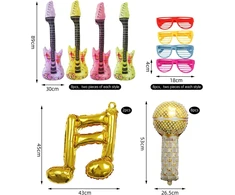Ysjchebs 26 muzikos rekvizitų rinkinys, gimtadienio nuotraukų rekvizitai, pripučiami muzikos instrumentai vakarėliams, gitaros žaislai vaikams, gimtadienio vakarėlio nuotraukų būdelės rekvizitai