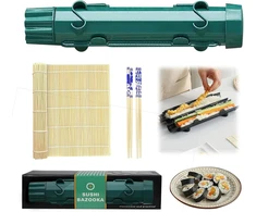 Ysooua Sushi gaminimo rinkinys - nešiojamas bazukos rinkinys su sukamuoju kilimėliu, lazdelėmis, instrukcija, formavimu - „pasidaryk pats“ volelis pradedantiesiems namuose (juodas žalias)