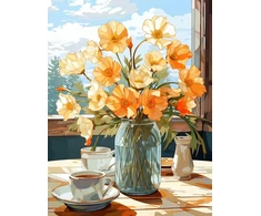 Yuccaorchid piešimas pagal skaičius suaugusiems, peizažas, canvas be raukšlių su teptukais, akriliniai pigmentai, "pasidaryk pats" aliejinės tapybos rinkinys, 40 × 50 cm, be rėmo, geltonos gėlės