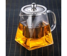 Virdulys Yueming arbatinukas su sieteliu, 550 ml, stiklinis kvadratinis arbatinukas, stiklinis puodas su sieteliu arbatai, arbatos ruošimo įrenginys biriai arbatai, arbatinukas su nerūdijančiu plienu