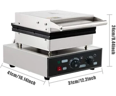 Vaflinė Yuewo nelimpantis elektrinis vaflių keptuvas, 1750 W, sidabro/juodos spalvos, modernus, nerūdijančio plieno